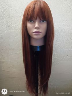 Synthetic wig for sale NEW COLOR COPPER WITH BANGS HEAT RESISTANT