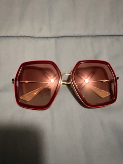 Oversized Square Sunglasses Red Gold Frame