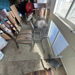 7piece 5 Ft Glass Dinner Table