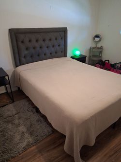 Queen size bed/frame/ heard board and mattress