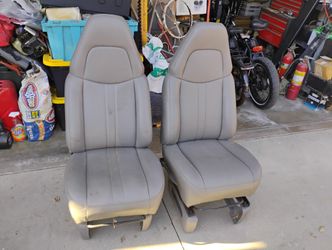 Chevy Van Bucket Seats. Grey Vinyl Recliners.