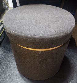 Stool Ottoman with storage fabric gray/grey