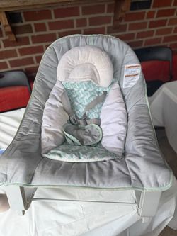 Baby Bouncer / Rocker Seat with Head Support Pad - Light Grey & Mint Green