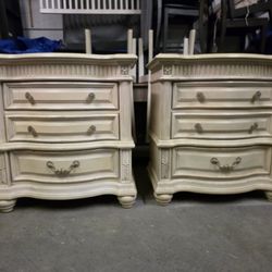 Set of 2 Large Cream Color Nightstands