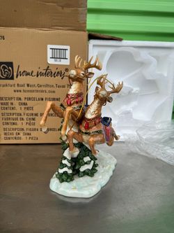 HOME INTERIORS PORCELAIN SANTA'S JOURNEY REINDEER