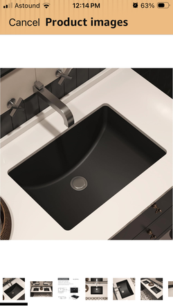 21" Black undermount sink