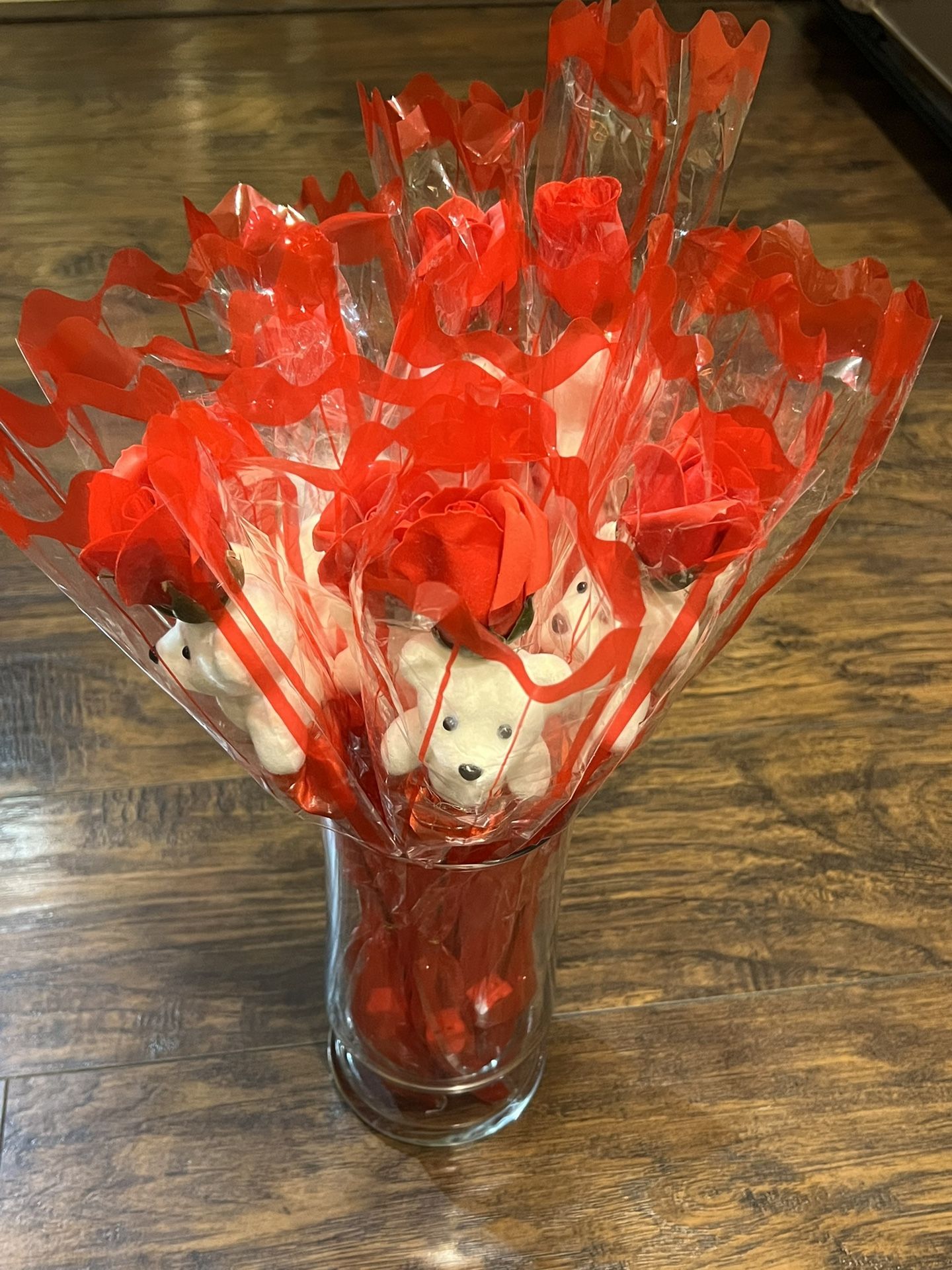 Single Rose, 2 Heart Shape Valentine Balloons, Lollipops