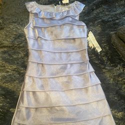 NWT $258 Lipsy Silk Gunmetal Dress Size 8 Runs Small