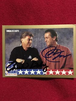 Autograph Card Signed By Chuck Daly And Pat Riley.