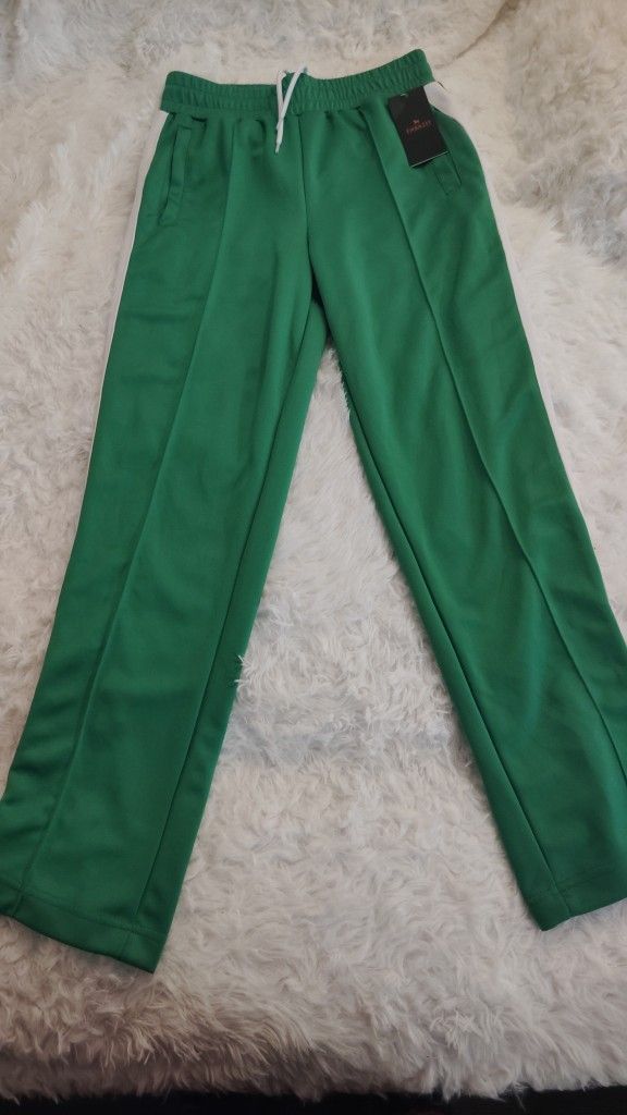 Men's Workout Joggers Track Pants Elastic Waist Band Side Pockets Drawstring Ankle Zipper SZ:Med