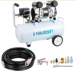 Quiet Oil-Free Air Compressor, 68 dB, 2.8 CFM @ 90 PSI, 5 Gallon Air Tank Electric Steel Tank Compressor for Woodworking, Nailing, Garage, Car Inflati