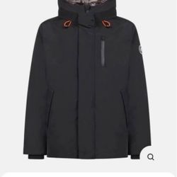 New Save The Duck Mens Hooded Jacket Coat Winter Parka In Copy With Faux Lining Black/Olive green Color