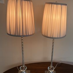 2 (Two)Beautiful PIER 1 IMPORTS Table Lamps, Beige Color