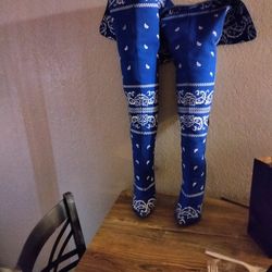 8 1/2 women's blue bandana thigh high boots