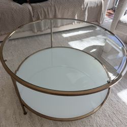 Gold Metal And Glass Coffee Table