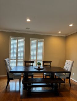 Dark wood dining table set