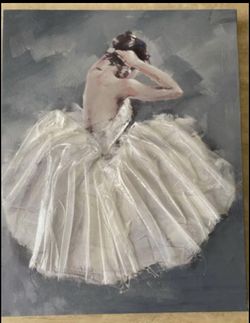 Elegant Ballerina With 3D Textured Painted Tutu Canvas Wsll Hanging