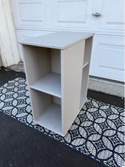 Rolling Grey Two-Sided Shelving Unit Nightstand