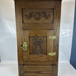 Vintage Antique Oak Raised Panel ICE BOX Cabinet Chest Wooden ICEBOX  35” Tall