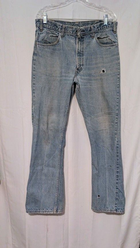 Jeans Classic Blue Distressed Mens LEVI STRAUSS Jeans Waist 34" No Size Tag
