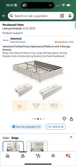 Full Bed Frame With Drawers