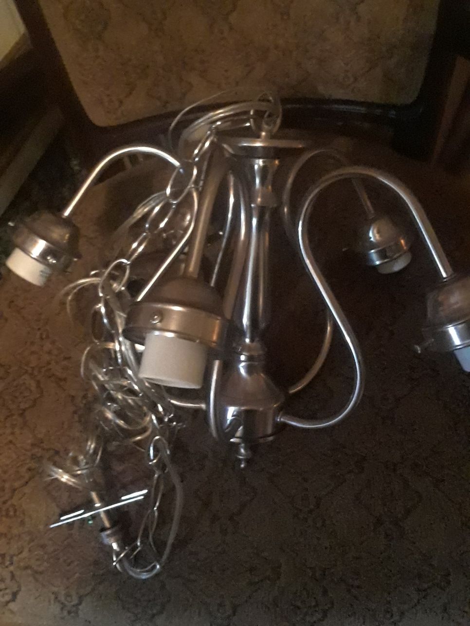 5 light Ceiling fixture nickel finish $25.00 cash only (serious buyers)