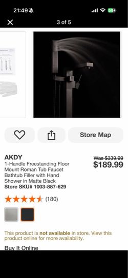 AKDY Freestanding Roman Tub Faucet Matte Black