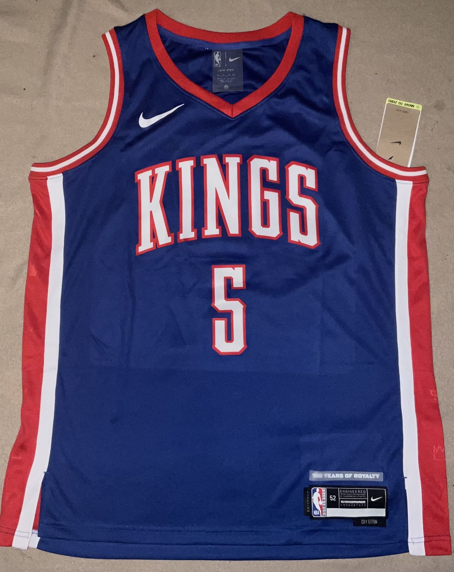De’Aaron Fox Sacramento Kings 2025 City Edition Jersey Adult Mens Size XL New WITH Tags 100 Years of Royalty Blue “Light The Beam”