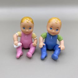   Fisher Price Loving Family Twin Time Dollhouse Twins Baby Boy & Baby Girl Dolls 