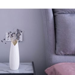 White Flower Vase for Decor, W.Sealet Ceramic Vase for Flowers 9 Inch Modern Home Decor Heart Opening Vase