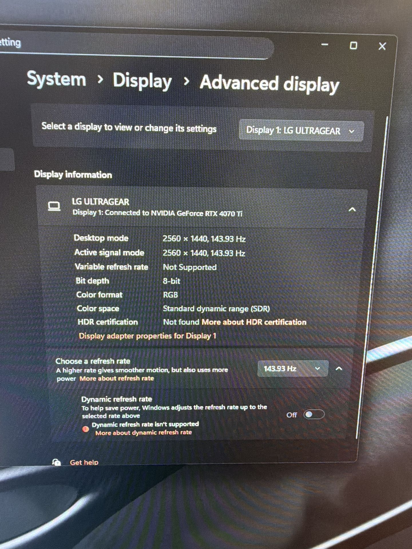 LG Ultragear 27in 1440P 144hz Nano-IPS Monitor