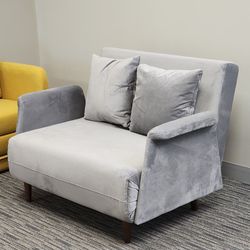 Gray Velvet Futon Chair Bed 