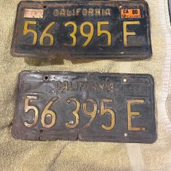 Vintage Black And Gold Truck Plates 63 - 70 Patina