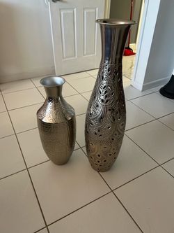 Tall floor metal vase