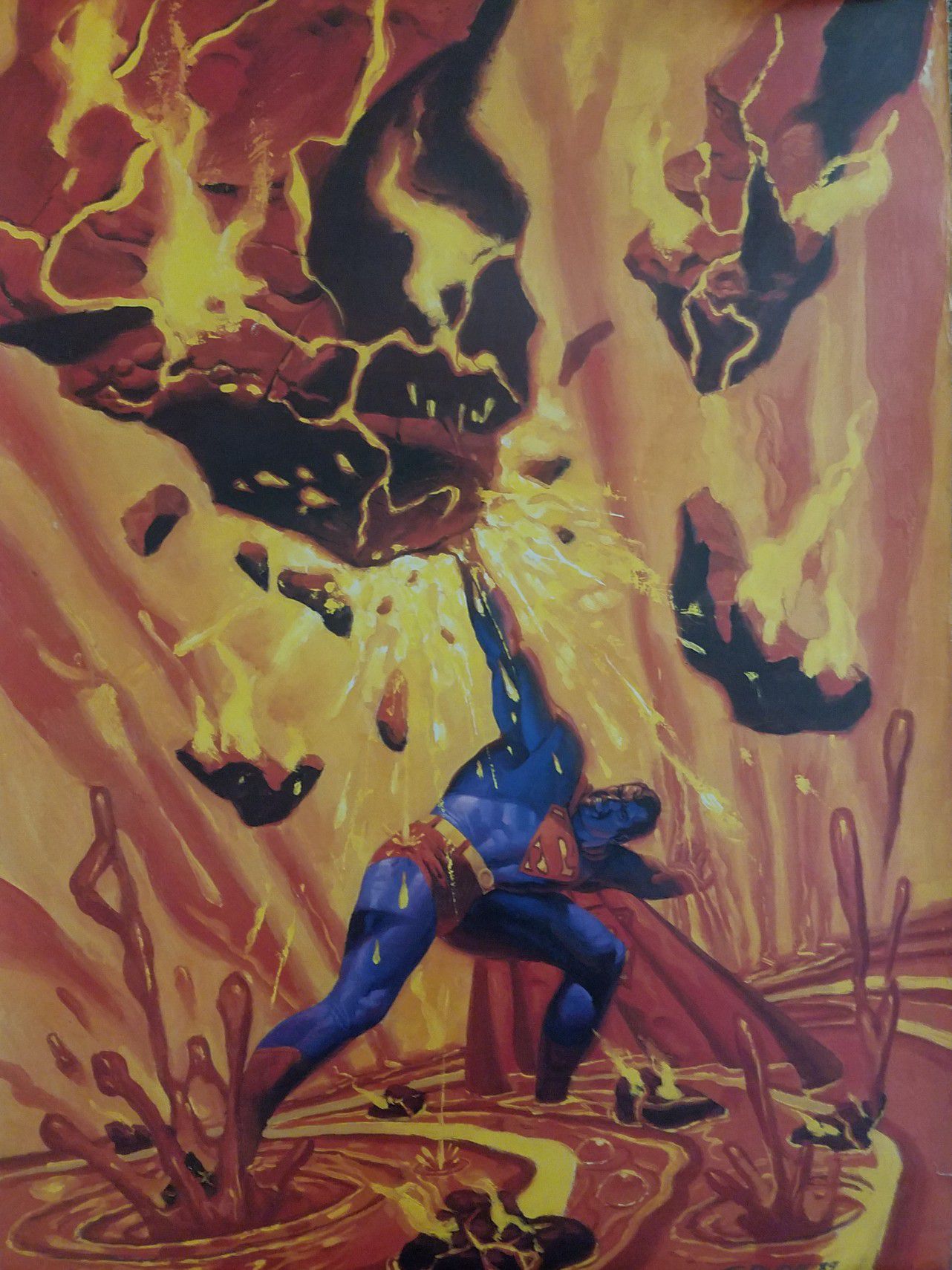 1989 Superman Poster Steve Rude Lava Volcano Rare 24 3/4" x 35"