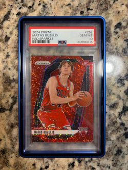 Matas Buzelis 2024 Prizm Red Sparkle PSA 10