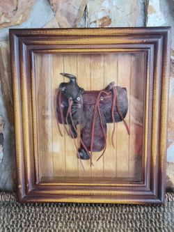 Framed 3D Horse Saddle Wall Art In A Shadow Box
