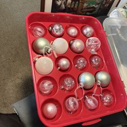 Glass Hand painted Pink Christmas Ornaments