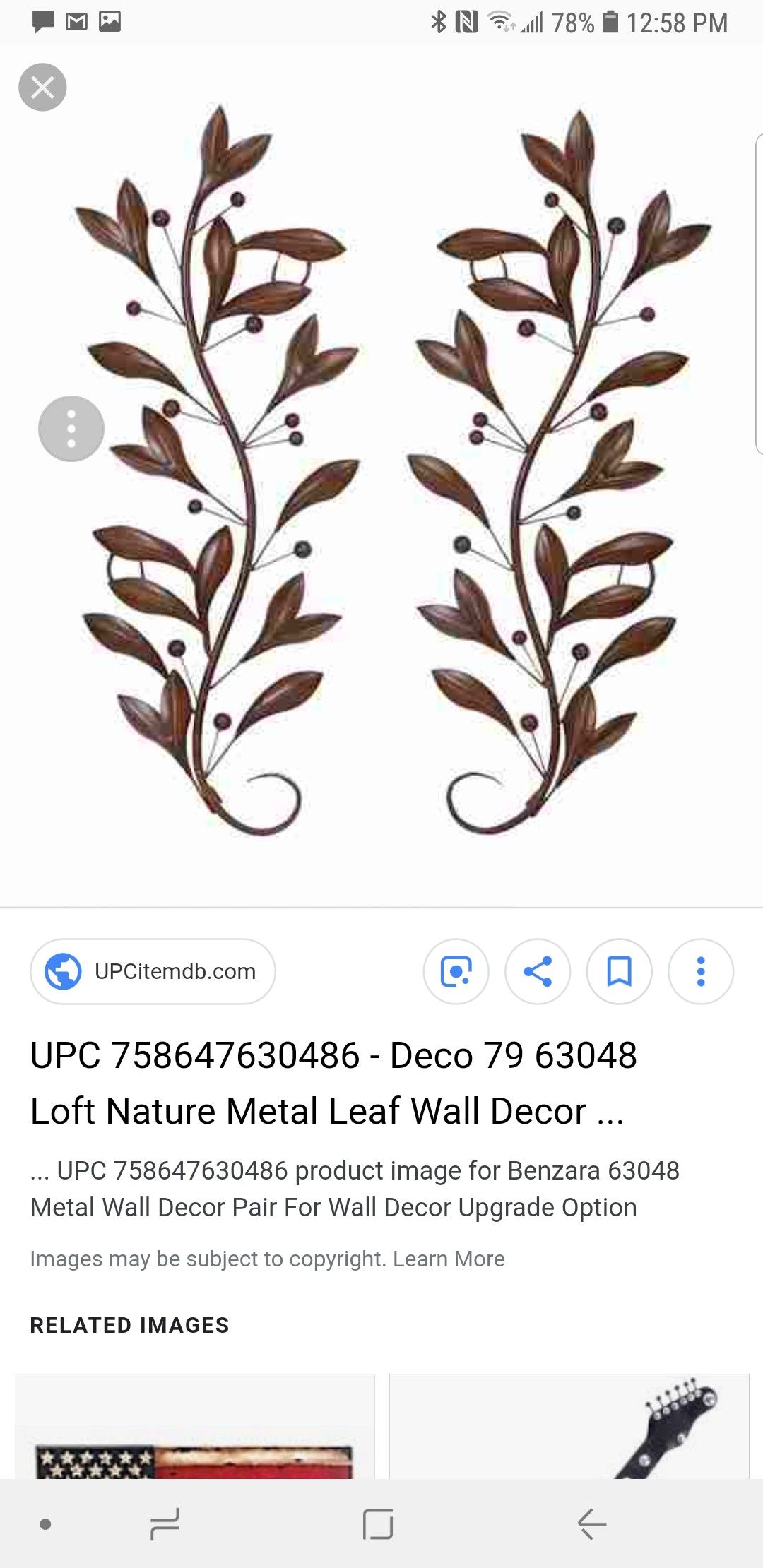 Decmode Metal Wall Decor Pair -brown