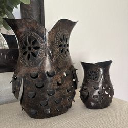 Rare Pottery Barn Owl Candle Holders