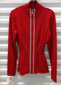 NWT Belldini Ladies Zip Up Sweater With Rhinestones Size M