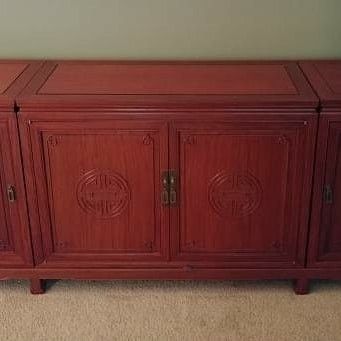 George Zee & Co Asian Mid-Century Stereo Cabinet, Sideboard, Buffet