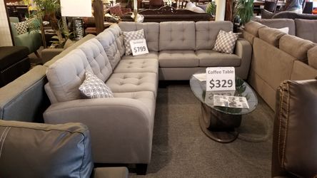 Brand new 110" x 80" grey linen corner sectional