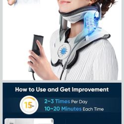 Cervical Neck Traction Device: Neck Stretcher for Cervical Pain Relief, Electric Air Pump with 3 Power Traction, Built-in 8 Airbag, Improved Stretcher