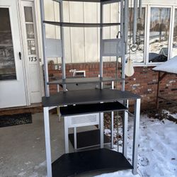 Corner Computer Station And Matching Desk 