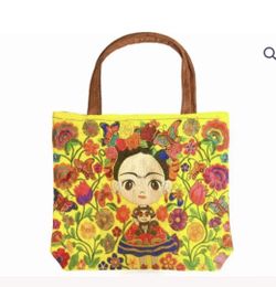 LARGE EMBROIDERED BABY FRIDA INSPIRED TOTE