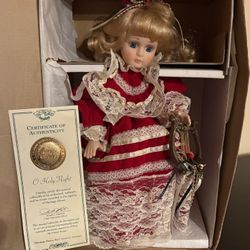 NOELLE Porcelain Holiday Doll from Heritage House with Original Box