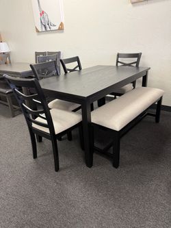 Dining table with 4 chairs and bench 60x36x30H