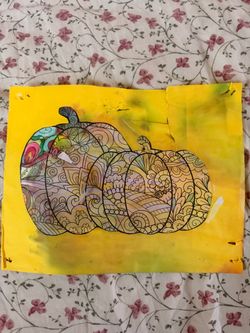 Hand-Colored Pumpkin Zentangle Art Paper