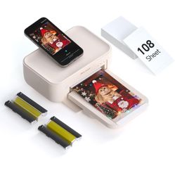HPRT Photo Printer 4x6,+108 Sheets&2Ribbon,Phone Instant Picture Printer for iPhone, Android, Portable Photo Printers for Home Use (Beige)